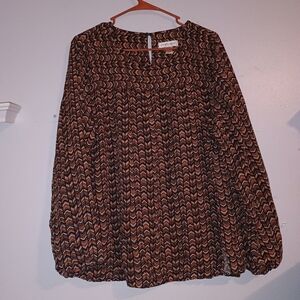 Christopher & Banks Chevron Blouse in Brown and Black